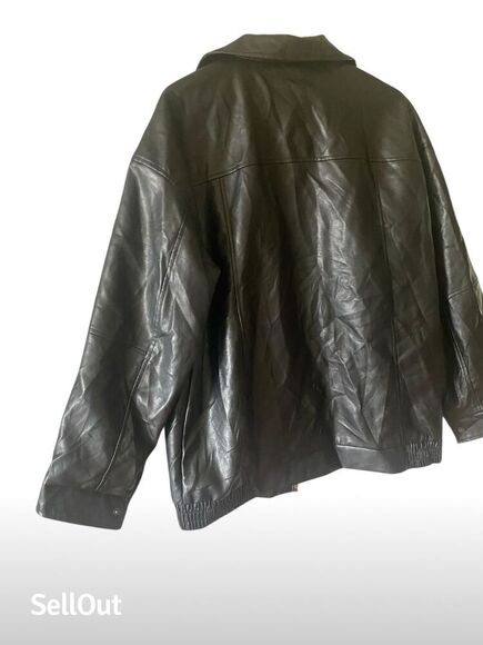 BSA Men's Vintage Black faux Leather Bomber Jacket Size L - Picture 4 of 10